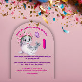 Niedliche Farbenfrohe Blumenmeere Löwe Girl Kinder Acryleinladungen