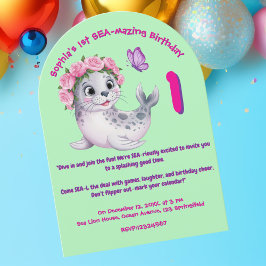 Niedliche Farbenfrohe Blumenmeere Löwe Girl Kinder Einladung