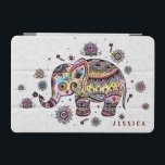 Niedliche farbenfrohe Blütenbaby Elephant Illustra iPad Mini Hülle<br><div class="desc">Niedliche farbenprächtige Darstellung des Babyelefanten über den Hintergrund weißer Kreise. Anpassbare und optionale Monogramm. Wenn Sie Hilfe bei der Anpassung eines meiner Designs benötigen,  kontaktieren Sie ArtOnWear Designer. Kostenlose Textformatierung mit Live-Hilfe auf Anfrage.</div>