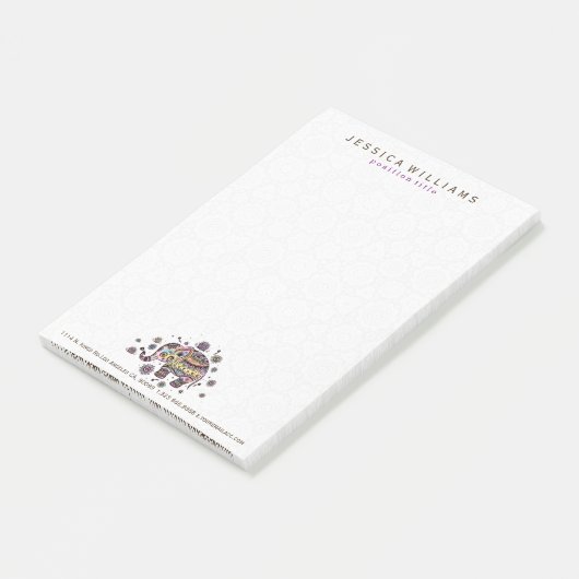 Niedliche farbenfrohe Blütenbaby Elephant Illustra Post-it Klebezettel (angewinkelt)