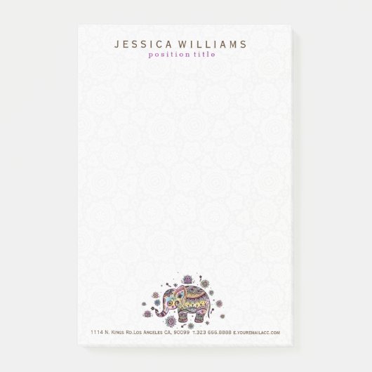 Niedliche farbenfrohe Blütenbaby Elephant Illustra Post-it Klebezettel (Vorderseite)