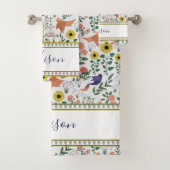 Niedliche Farbenfrohe Boho Bird- und Blumenmuster Badhandtuch Set (Insitu)