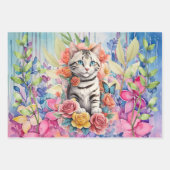 Niedliche farbenfrohe Boho Floral Kitts Geschenkpapier Set (Vorderseite 3)