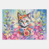 Niedliche farbenfrohe Boho Floral Kitts Geschenkpapier Set (Vorderseite 2)