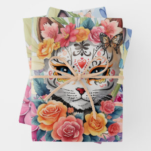 Niedliche farbenfrohe Boho Floral Kitts Geschenkpapier Set