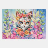 Niedliche farbenfrohe Boho Floral Kitts Geschenkpapier Set (Vorderseite)