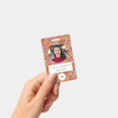 Niedliche farbenfrohe Boho Pink Floral Mitarbeiter Ausweis (Handheld)