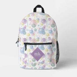 Niedliche, farbenfrohe Bubble-Muster Mit Monogramm Bedruckter Rucksack