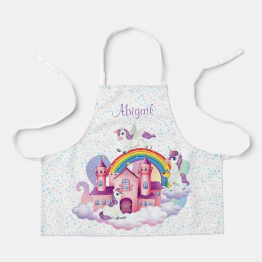 Niedliche, farbenfrohe Burg mit Regenbogenkindern Schürze (Vorderseite)