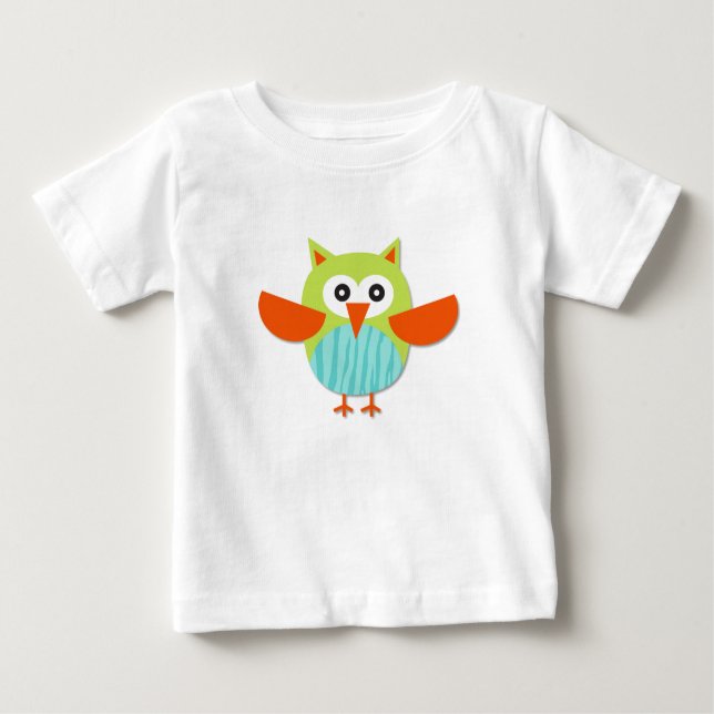 Niedliche, farbenfrohe Cartoon-Eule Baby T-shirt (Vorderseite)
