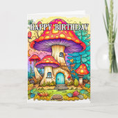 Niedliche farbenfrohe Darstellung des Pilzwaldes Karte (Vorderseite)