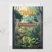 Niedliche farbenfrohe Dinosaurier Junge erster Geb Dankeskarte (Vorderseite)