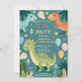 Niedliche farbenfrohe Dinosaurier Junge erster Geb Einladung (Vorderseite)