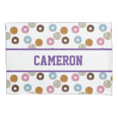 Niedliche, farbenfrohe Donuts mit Individuelle Nam Kissenbezug (Vorderseite)