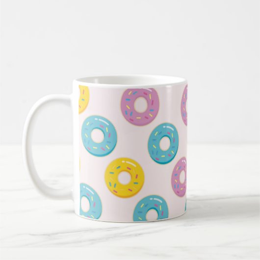 Niedliche, farbenfrohe Donuts mit Sprinklermuster Kaffeetasse (Links)