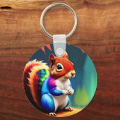 Niedliche Farbenfrohe Eichhörnchen Digitale Kunst Schlüsselanhänger (Rückseite)