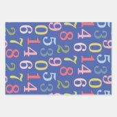 Niedliche Farbenfrohe einfache Zahlen Muster Blau Geschenkpapier Set (Vorderseite 3)