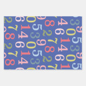 Niedliche Farbenfrohe einfache Zahlen Muster Blau Geschenkpapier Set (Vorderseite 2)