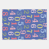 Niedliche Farbenfrohe einfache Zahlen Muster Blau Geschenkpapier Set (Vorderseite)