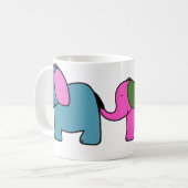 Niedliche, farbenfrohe Elefanten-Cartoon Kaffeetasse (Vorderseite Links)