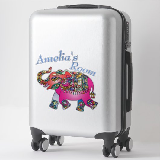 Niedliche, farbenfrohe Elefantenzimmertür oder -wa Aufkleber (Koffer)