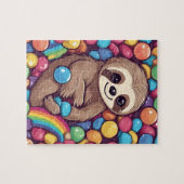 Niedliche, farbenfrohe Faultier mit Bonbons und Sü Puzzle (Horizontal)