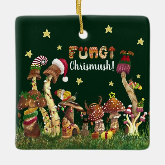 Niedliche Farbenfrohe Festspiele Pilze Pilz Fungi Keramikornament (Vorderseite)