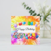 Niedliche, farbenfrohe Feuerwerke, Balloons, Gebur Karte (Stehend Vorderseite)