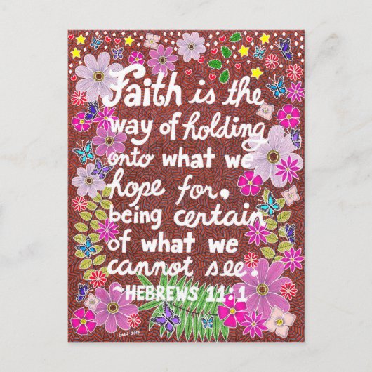 Niedliche Farbenfrohe Floral Faith Bible Verse Postkarte (Vorderseite)