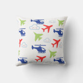 Niedliche Farbenfrohe Flugzeuge und Wolken für Avi Kissen (Rückseite)