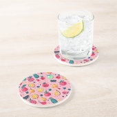 Niedliche, farbenfrohe Früchte rosa Dekoration Getränkeuntersetzer (Seite)