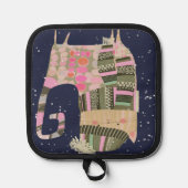 Niedliche Farbenfrohe gemütliche Katze Snowfall Mi Topflappen (Vorderseite)