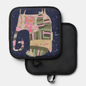 Niedliche Farbenfrohe gemütliche Katze Snowfall Mi Topflappen (Vorderseite/Rückseite)