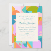 Niedliche, farbenfrohe geometrische Formen Kinderd Einladung (Vorderseite)