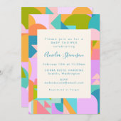 Niedliche, farbenfrohe geometrische Formen Kinderd Einladung (Vorne/Hinten)