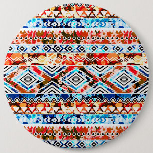 Niedliche farbenfrohe grimmige Aztekenmuster Button