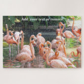 Niedliche farbenfrohe Gruppe von rosa Flamingos in Puzzle (Horizontal)