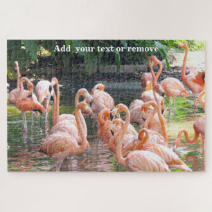 Niedliche farbenfrohe Gruppe von rosa Flamingos in Puzzle