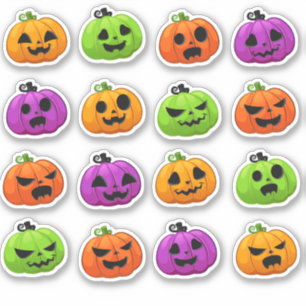 Niedliche, farbenfrohe halloween Kürbis Aufkleber