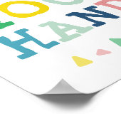 Niedliche Farbenfrohe Hände waschen Spaß Kinder Ba Poster (Ecke)