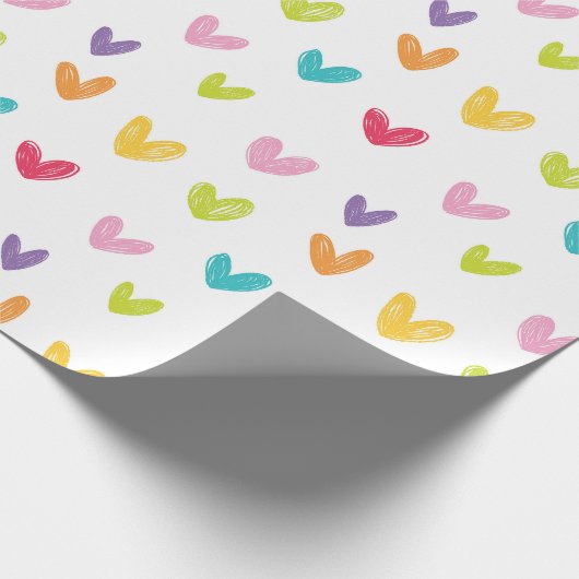 Niedliche, farbenfrohe, handgezogene Valentine Her Geschenkpapier (Ecke)
