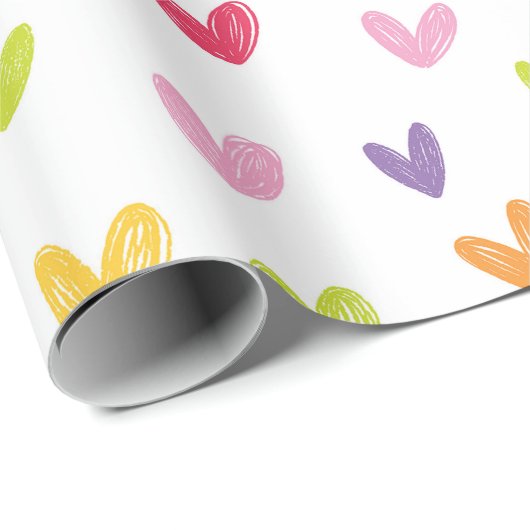 Niedliche, farbenfrohe, handgezogene Valentine Her Geschenkpapier (Rolleneckpunkt)