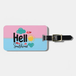 Niedliche, farbenfrohe Handschrift Art Hallo Sonne Gepäckanhänger
