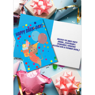 Niedliche farbenfrohe Happy Bark Day Dackel Karte