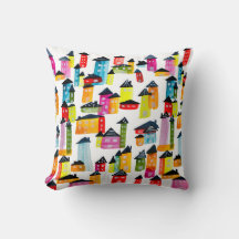 Niedliche farbenfrohe Häuser Aquarellkunst