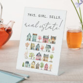 Niedliche farbenfrohe Häuser Dieses Mädchen verkau Sockelschild (In Situ)