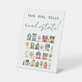 Niedliche farbenfrohe Häuser Dieses Mädchen verkau Sockelschild (Vorderseite)