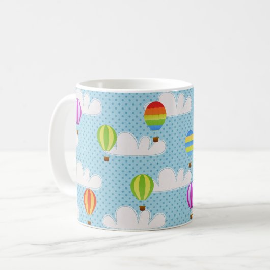 Niedliche Farbenfrohe Heißluftballonmuster Kaffeetasse (Vorderseite Links)