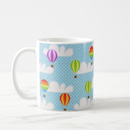 Niedliche Farbenfrohe Heißluftballonmuster Kaffeetasse (Links)
