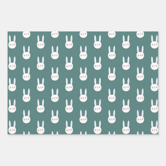 Niedliche Farbenfrohe hellweiße Kaninchenfarbe Geschenkpapier Set (Vorderseite 3)